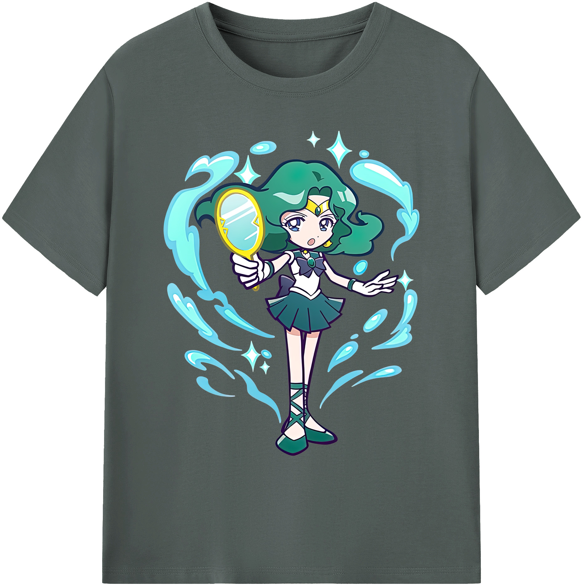 （画像用） 美少女戦士セーラームーン 海王 みちる（かいおう みちる） Sailor Moon Kaiou Michiru 綿100％ メンズ半袖Tシャツ｜肌触りやわらか＆通気性